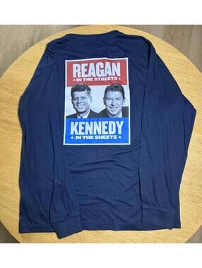Rowdy Gentleman Reagan and Kennedy Blue Long Sleeve Humor Size XL Back Print